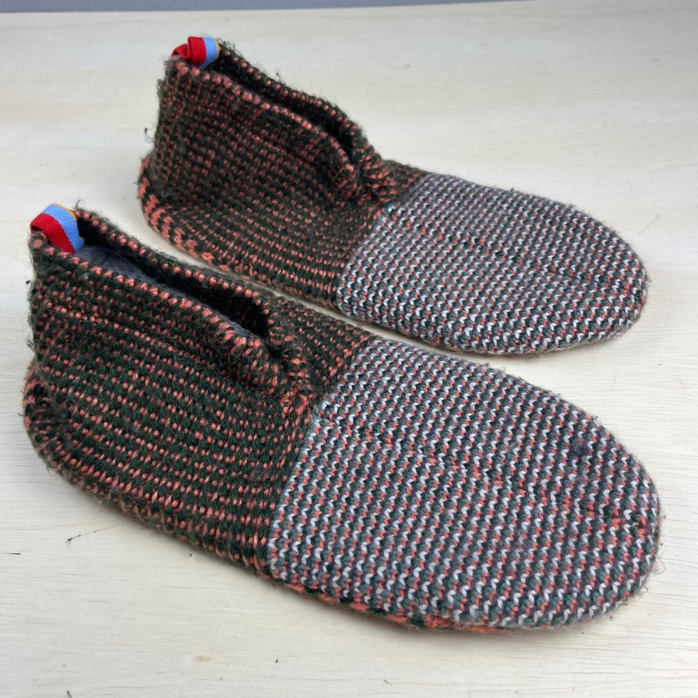 Bombas Gripper Slippers Green Orange Grey Marled Knit House Shoes Medium